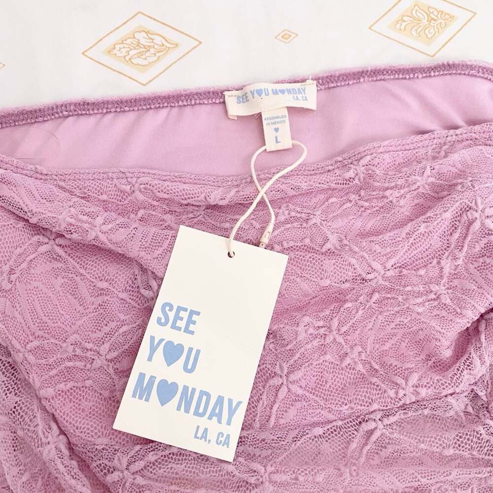y2k BNWT pink lace strapless tube top, see you monday - Picture 3 of 8